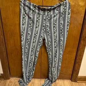 Patterned Black and White Pants